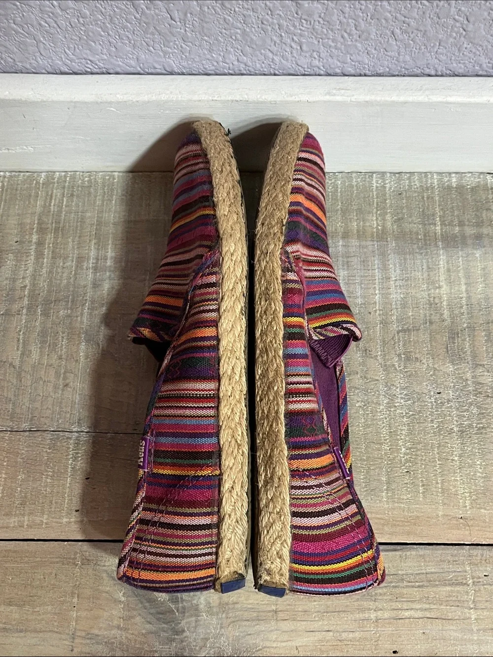 Keds Y2 K Pink Multicolor Striped Espadrille Slip-On Sz 7.5